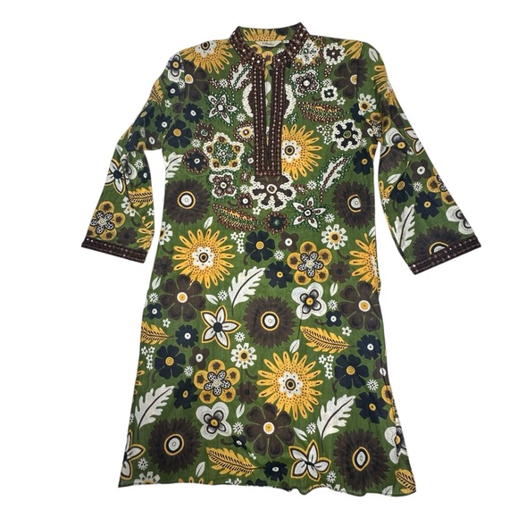 Sulu Floral Embellished Kaftan Tunic Coverup Dress 4 - Picture 7 of 12